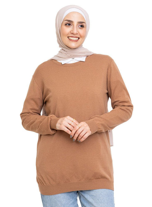 Coffee Round Knit Pullover - Khotwh